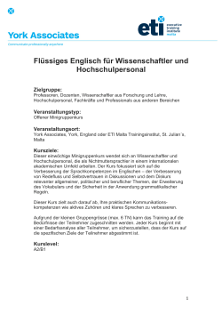 Flüssiges Englisch für Wissenschaftler und Hochschulpersonal