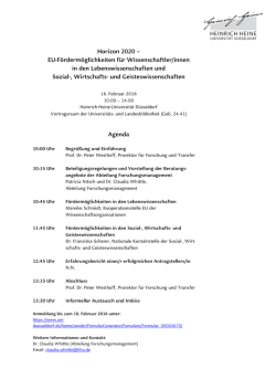 Horizon 2020 &ndash; EU-F&ouml;rderm&ouml;glichkeiten f&uuml;r Wissenschaftler/innen