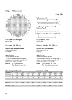 Vollguss-Abdeckungen Figur 111 Schachtabdeckungen Regards de