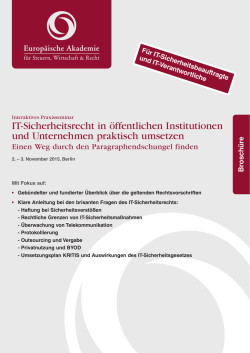 IT-Sicherheitsrecht in &ouml;ffentlichen Institutionen und Unternehmen