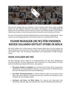 FLOOR MANAGER (M/W) FÜR UNSEREN NEUEN ZALANDO