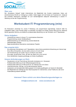 Werkstudent IT/ Programmierung (m/w)