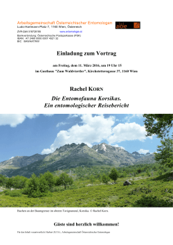 Einladung zum Vortrag Rachel KORN Die Entomofauna Korsikas