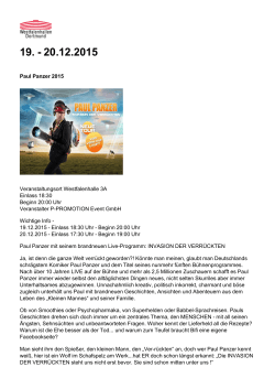 Paul Panzer 2015 Veranstaltungsort Westfalenhalle 3A Einlass 18