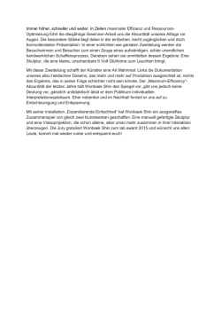 Immer h&ouml;her, schneller und weiter. In Zeiten maximaler Effizienz und