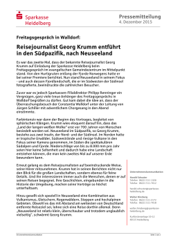 Freitagsgespräch in Walldorf: Reisejournalist Georg Krumm entführt