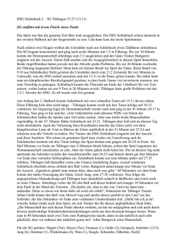 HSG Sch&ouml;nbuch 2 &ndash; SG T&uuml;bingen 27:27 (13:11) SG entf&uuml;hrt mit