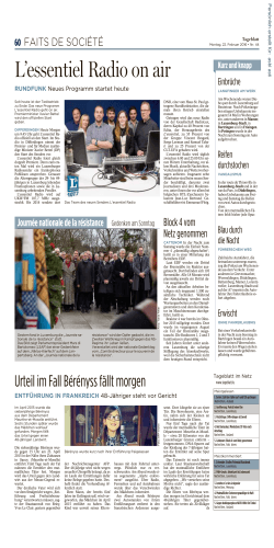 Tageblatt, Ausgabe: Tageblatt, vom: Montag, 22. Februar 2016
