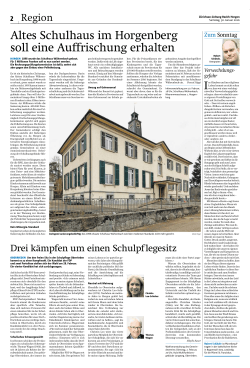 Altes Schulhaus im Horgenberg soll eine Auffrischung erhalten