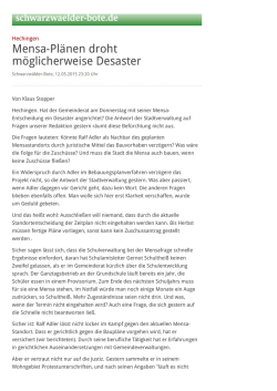 Hechingen: Mensa-Pl&auml;nen droht m&ouml;glicherweise Desaster