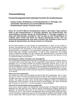 Pressemitteilung - Landeskrankenhausgesellschaft Thüringen eV