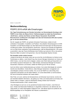Medienmitteilung FESPO 2016 erfüllt alle Erwartungen