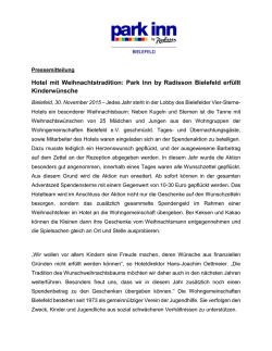 Hotel mit Weihnachtstradition: Park Inn by Radisson Bielefeld erfüllt