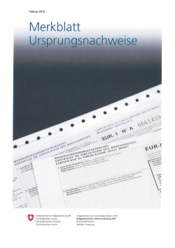 Merkblatt Ursprungsnachweise - Eidgenössische Zollverwaltung EZV