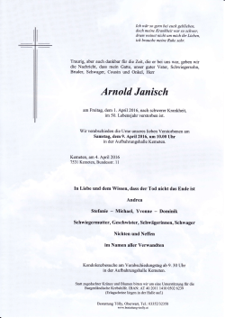 Arnold Janisch - Bestattung Tölly