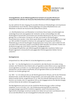 Schweigepflichten, die der Mitteilungspflicht bei