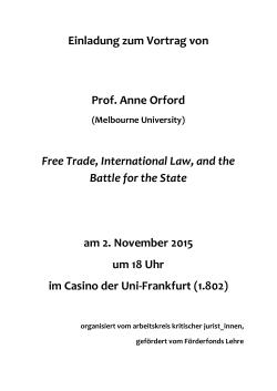 Einladung zum Vortrag von Prof. Anne Orford Free Trade