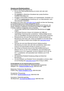 Hinweise zum R&uuml;ckkehrverfahren Am Verfahren nehmen alle