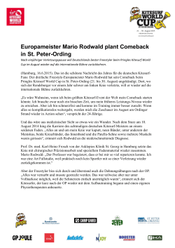 Presseinformation Kitesurfen Europameister Mario Rodwald Plant