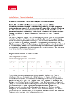 Adecco Swiss Job Market Index Q2/2015