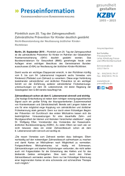 Pressemitteilung - Kassenzahnärztliche Bundesvereinigung