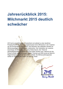 Jahresr&uuml;ckblick Milchmarkt 2015