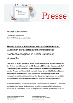 Gutachten der Staatsanwaltschaft best&auml;tigt: Krankenhaushygiene im