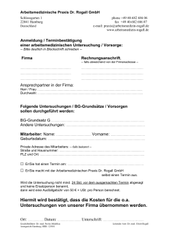 Hiermit wird best&auml;tigt, dass die Kosten f&uuml;r die o.a. Untersuchungen