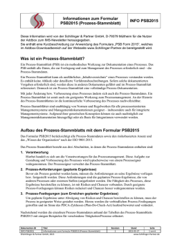 INFO PSB2015 Was ist ein Prozess-Stammblatt?