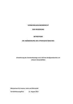 Erweiterung des Vortatenkatalogs von § 165 des STGB um schwere