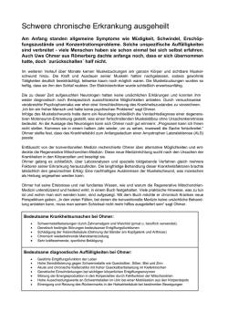 Schwere chronische Erkrankung ausgeheilt