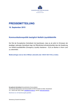 Kommunikationspolitik bezüglich Notfall-Liquiditätshilfe