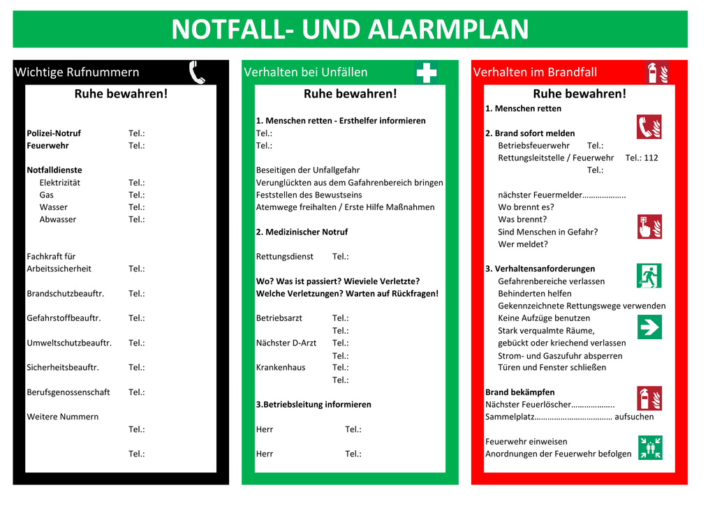 Muster Notfall Und Alarmplan