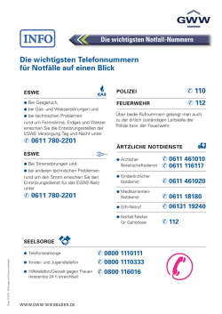 Die wichtigsten Telefonnummern f&uuml;r Notf&auml;lle auf einen Blick