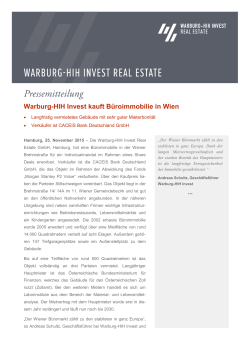 Warburg-HIH Invest kauft Büroimmobilie in Wien