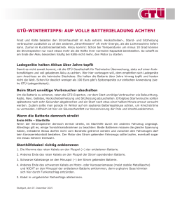 GT&Uuml;-WINTERTIPPS: AUF VOLLE BATTERIELADUNG ACHTEN!
