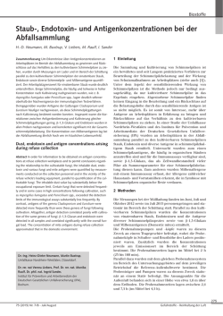 Staub-, Endotoxin- und Antigenkonzentrationen bei der