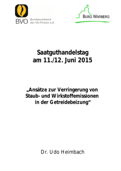 Dr. Udo Heimbach - Ansätze zur Verringerung von Staub
