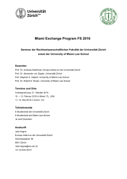 Miami Exchange Program FS 2016 - Rechtswissenschaftliches Institut