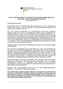 Liste von Rechtsanwälten im Amtsbezirk des