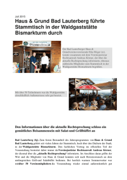Haus & Grund Bad Lauterberg f&uuml;hrte Stammtisch in der