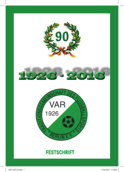 90 Jahre VAR Festschrift 2016 - Berliner Fußball