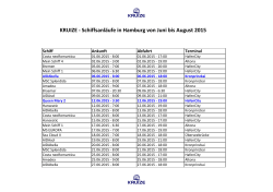 KRUIZE - Schiffsanläufe in Hamburg von Juni bis August 2015