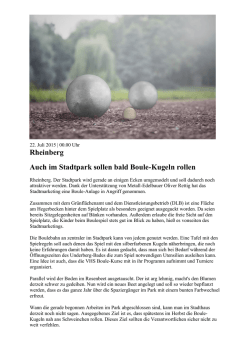 Rheinberg Auch im Stadtpark sollen bald Boule