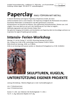Intensiv-‐ Ferien-‐Workshop SKULPTUREN, KUGELN