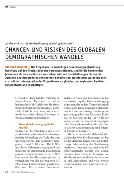 Chancen und Risiken des globalen demographischen Wandels