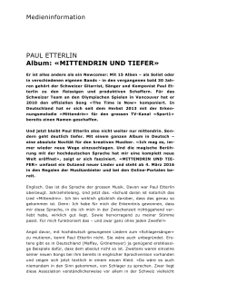 PAUL ETTERLIN Album: «MITTENDRIN UND TIEFER»