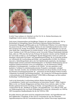 In tiefer Trauer nehmen wir Abschied von Prof. Dr. Dr. hc. Bettina