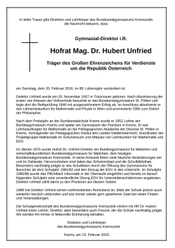In tiefer Trauer geben Direktion und Lehrk&ouml;rper des