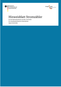 Hinweisblatt Stromz&auml;hler